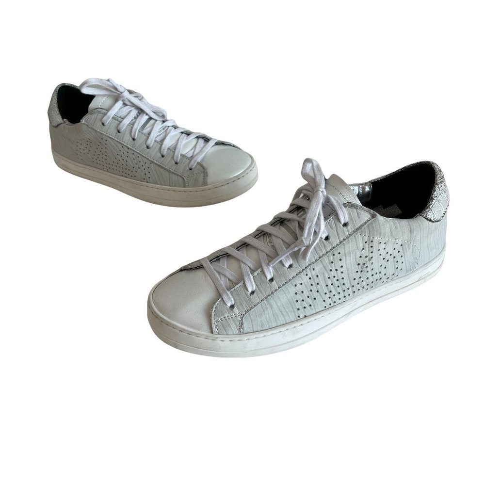 P448 John Low Top Sneakers Embossed With Zebra Stripes, Size 37
